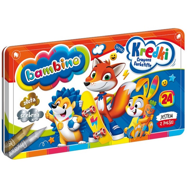 Set creioane colorate Luka, 24 culori, metalic, cu tempera, pentru copii 3+