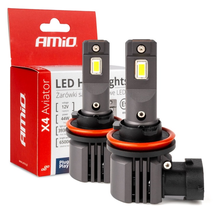 AMIO X4 Aviator LED izzók H8/H9/H11/H16 6500K, 44W, Canbus, szett