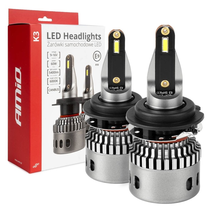 K3 H7-6 LED autólámpa készlet, 12V, 6000K, Canbus, 2 darab, 5400 lm, IP67