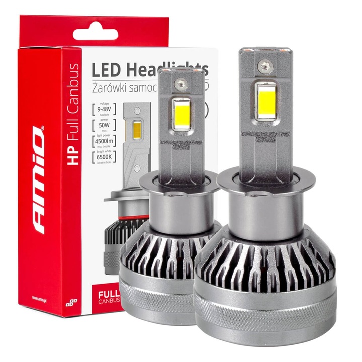 AMiO H3 LED izzók HP Full Canbus széria, 6500K, 50W, 2 darabos készlet