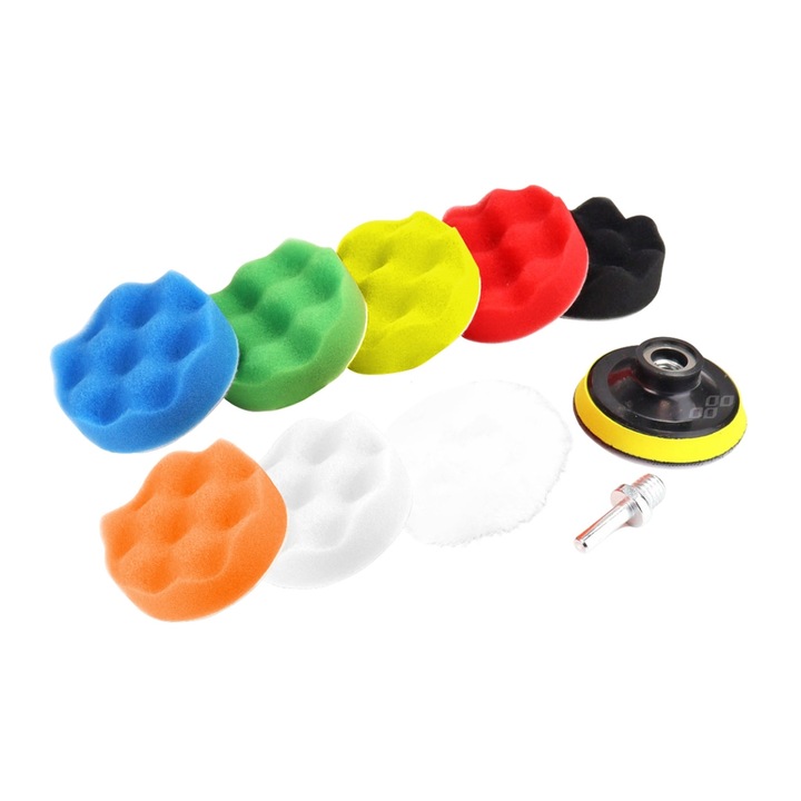 Комплект 7 полиращи гъби 80мм, полиращ диск, адаптер M14, AMiO