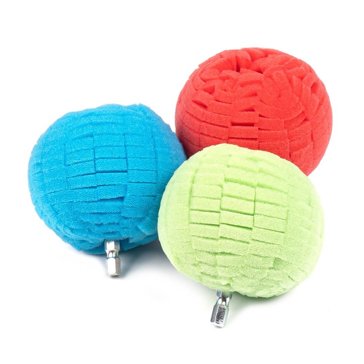 Комплект гъби за полиране AMiO, 3 вида, 80мм, жълт, син, оранжев