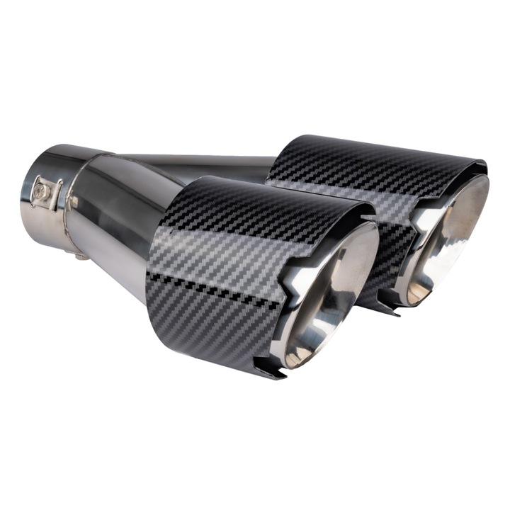 AMiO kipufogóvég, rozsdamentes acél, 32x52mm, 89mm x 63mm, hossz 245mm/230mm