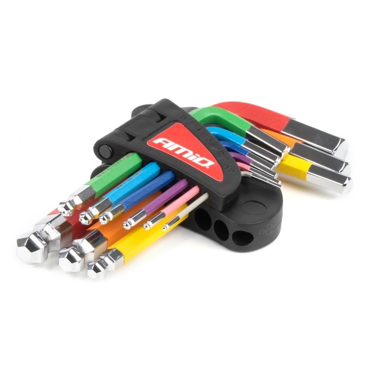 Set 9 chei imbus HEX cu cap rotund, S2, compact, pentru spatii inguste