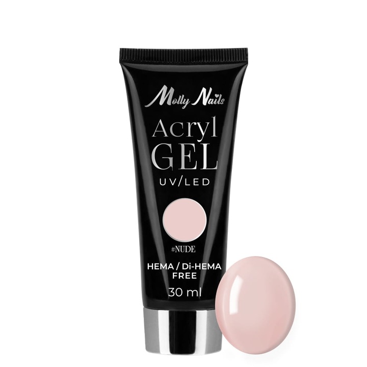 Gel Acril Polygel Molly Nails, nude, 30 ml, fara HEMA/Di-HEMA, pentru extensii si intarirea unghiilor