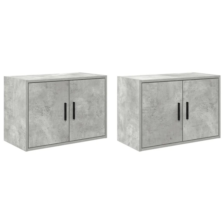 Dulapuri de perete pentru garaj 2 buc. Gri beton Lemn lipit