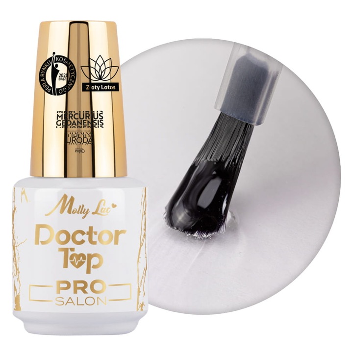 Top coat fara stergere, Molly Lac 15g, formula elastica, rezistent la zgarieturi, 30-60 secunde uscare