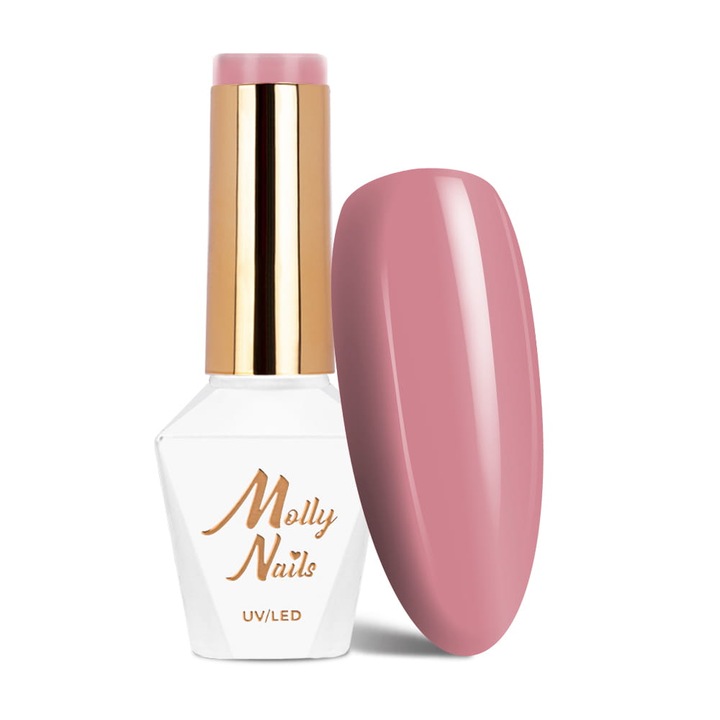 Molly Nails Glamor női hibrid lakk, púderrózsaszín-piros, HEMA/Di-HEMA nélkül, 8g No. 3