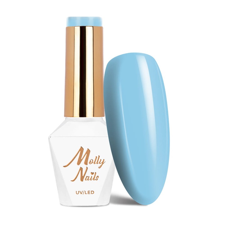 Oja hibrida Molly Nails Cuba Libre, fara HEMA/Di-HEMA 8g, albastru deschis