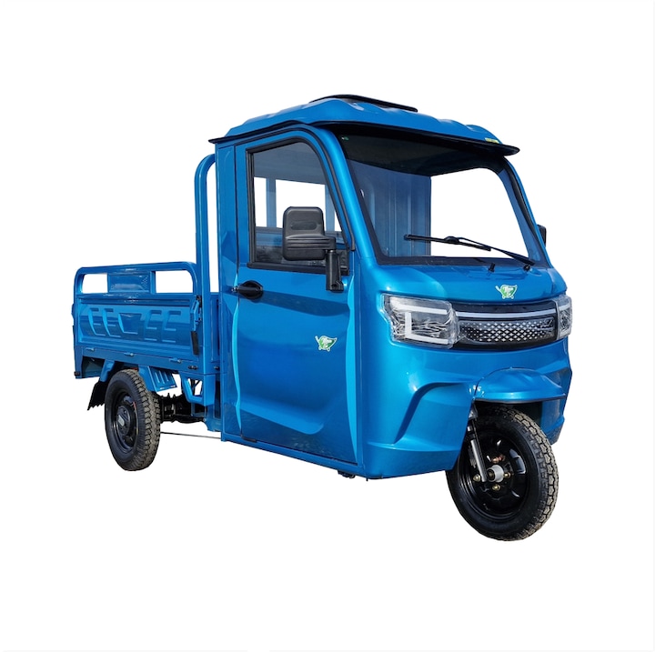 Triciclu electric Move Eco KH01, 45 km/h, cabină, capacitate 300 kg, albastru, 116,5x295,4 cm