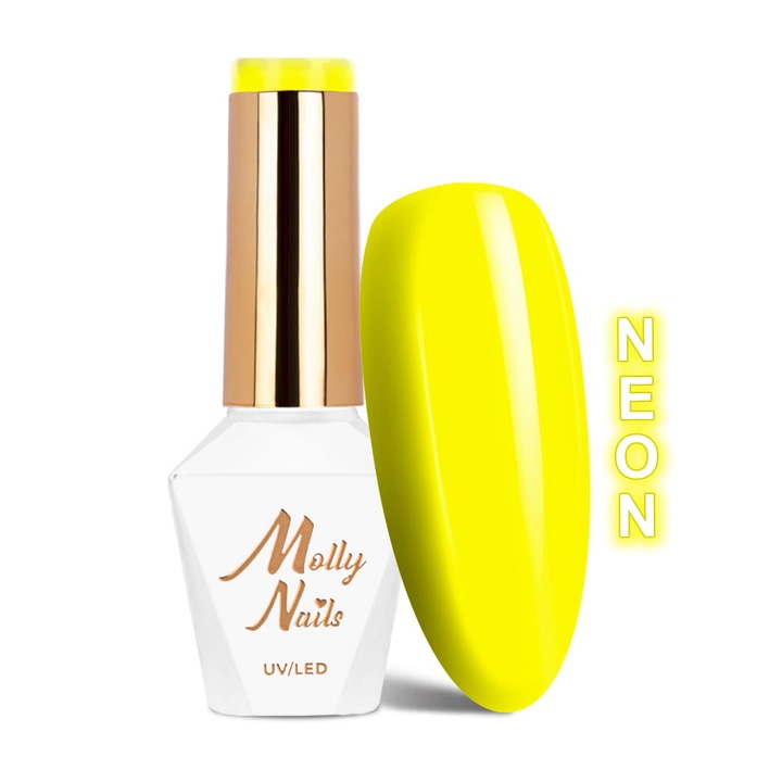 Molly Nails hibrid körömlakk No. 71, neon sárga, 8g, HEMA/Di-HEMA mentes formula