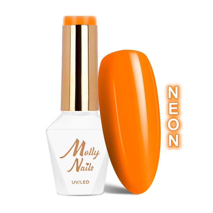 Molly Nails hibrid körömlakk No. 72, neon narancssárga, 8g, HEMA/Di-HEMA mentes formula