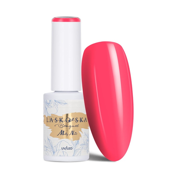 Oja hibrida Molly Nails @Bouquet Pomponella 7g, roz viu, formula fara HEMA/Di-HEMA