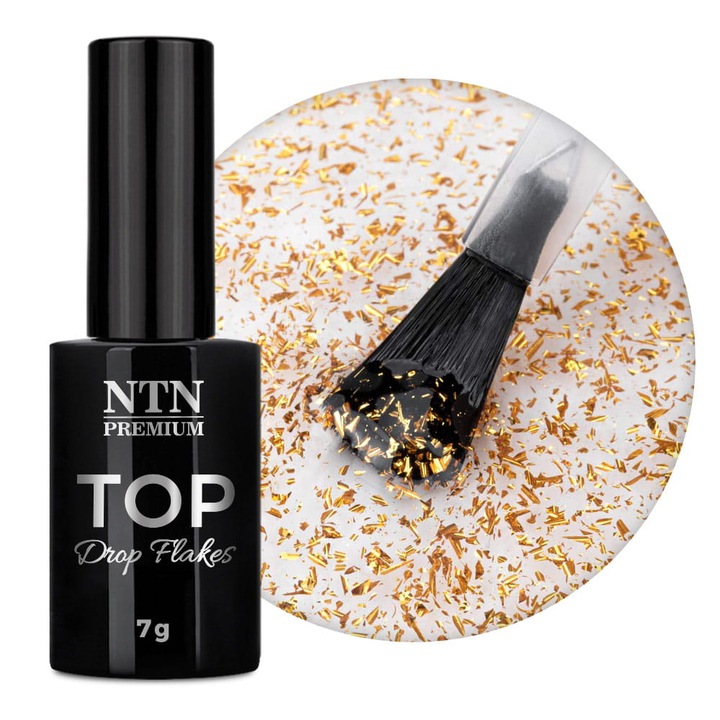 Oja Top coat NTN Premium, fulgi aurii, 7g