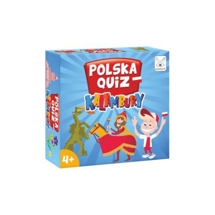 Társasjáték, Kenguru, Polska kvíz. Kalambury 4+, 108 kártya, 36 kártya, többszínű