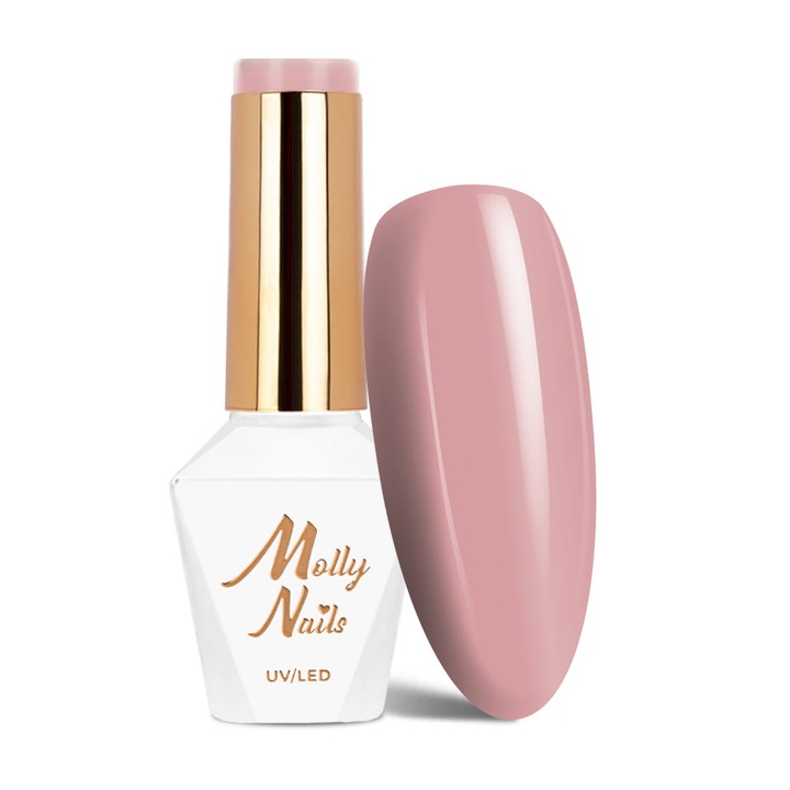 Lac de unghii hybrid Molly Nails Sensual Naomi nude cu sclipici 8g