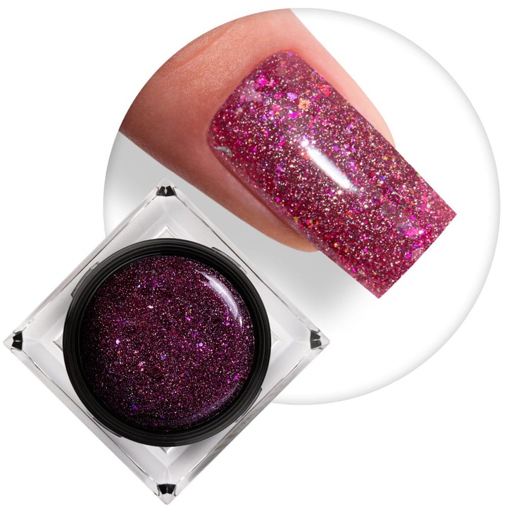 Gel de unghii Molly Lac Shine on you Fucsia, 50g, efect stralucitor, formula rezistenta