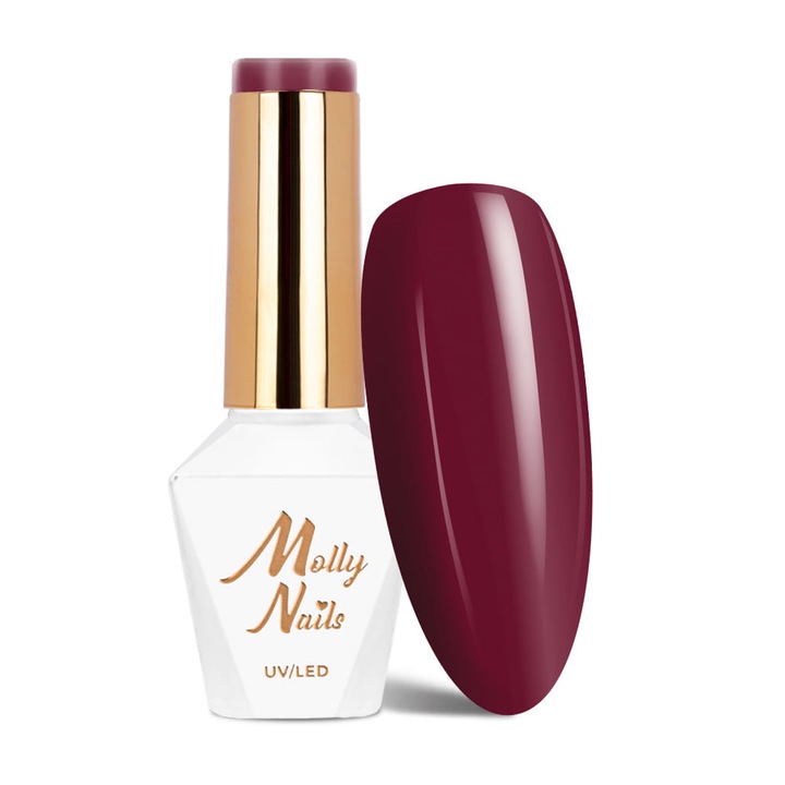 Oja hibrida Molly Nails Energize Scarlet 8g Nr 496, usor de aplicat, rezistenta pana la 4 saptamani