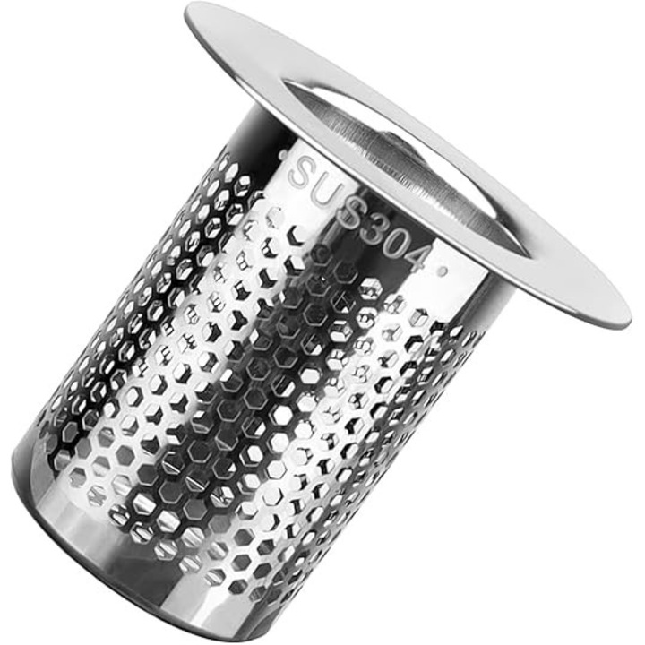 Set 2 bucati sita de scurgere din otel inoxidabil, accesorii chiuvete, 5x5cm, pentru baie, balcon