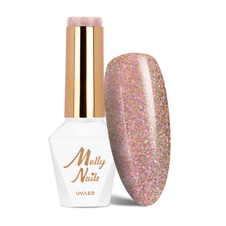 Oja hibrida Molly Nails Shocking Shine Nr 686, 8g, efect stralucitor, usor de aplicat, bej