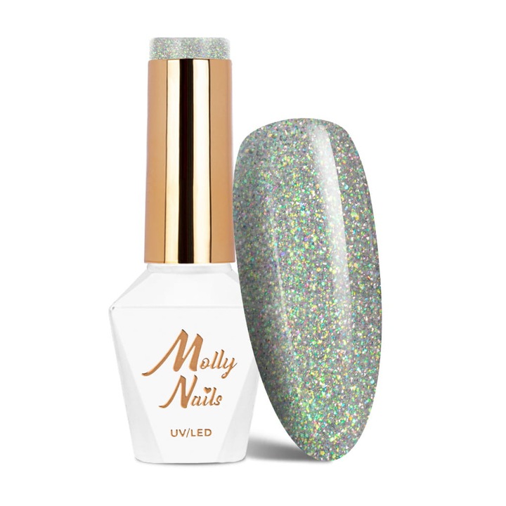 Oja semipermanenta Molly Nails Shocking Shine Rocker stralucitoare 8g verde