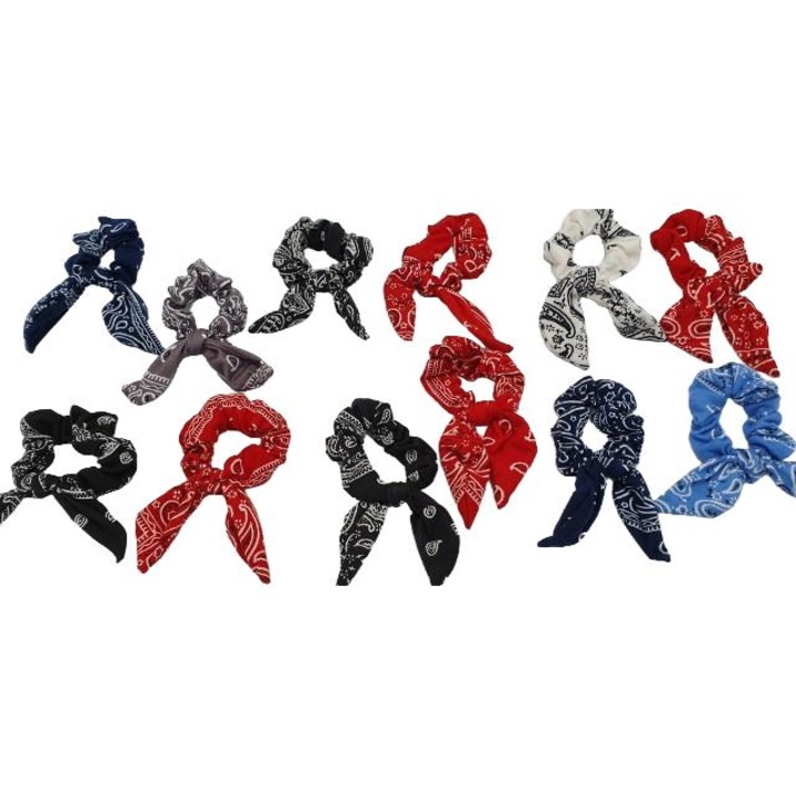 Set 12 elastice de par SANDEX, material textil, multicolor