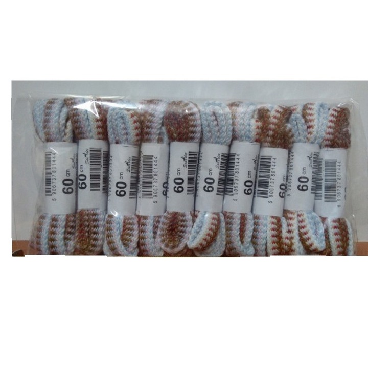 Set 10 perechi sireturi pentru incaltaminte SANDEX, alb/maro, 60cm