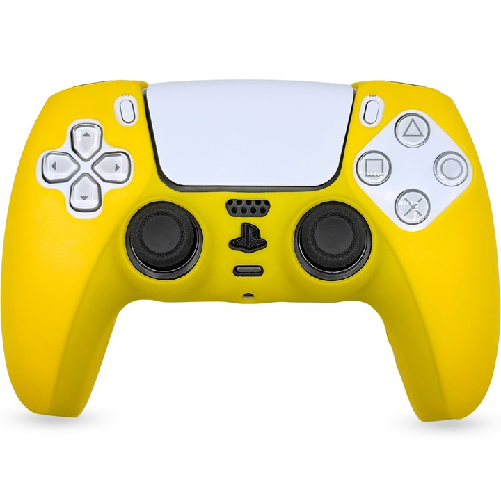 Husa pentru controller PlayStation 5, silicon antiderapant impotriva mizeriei si a transpiratiei, skin controler PS5 - galben