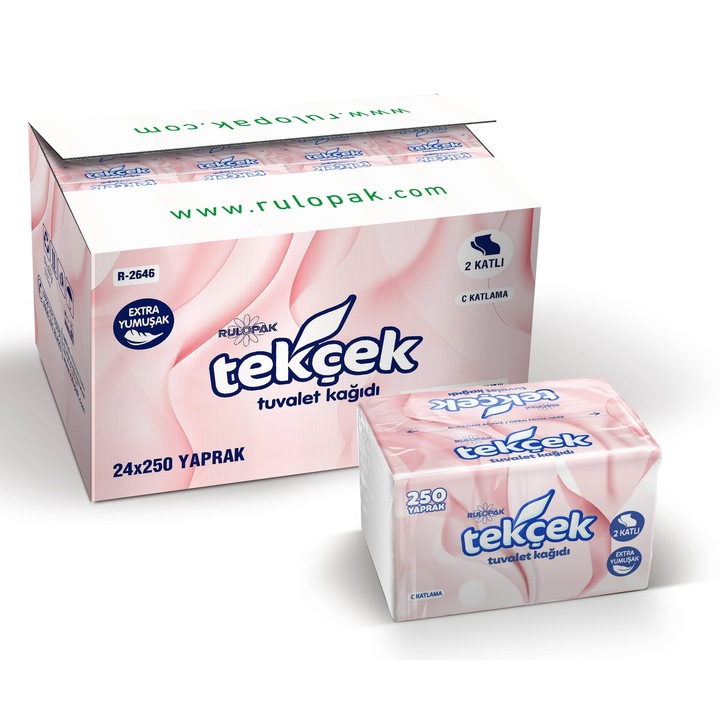 Set 24 cutii servetele Rulopak, 2 straturi, 250 bucati/cutie, 100% celuloza, HORECA