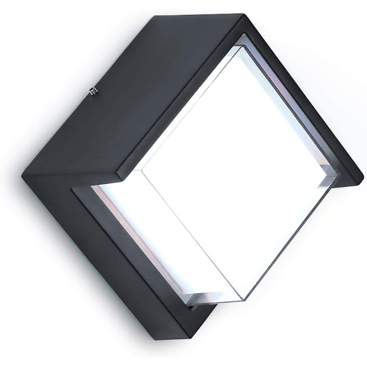 Aplica LED 12W, design modern, aluminiu, IP65 impermeabil, lumina calda 3000K, 17x17x10cm
