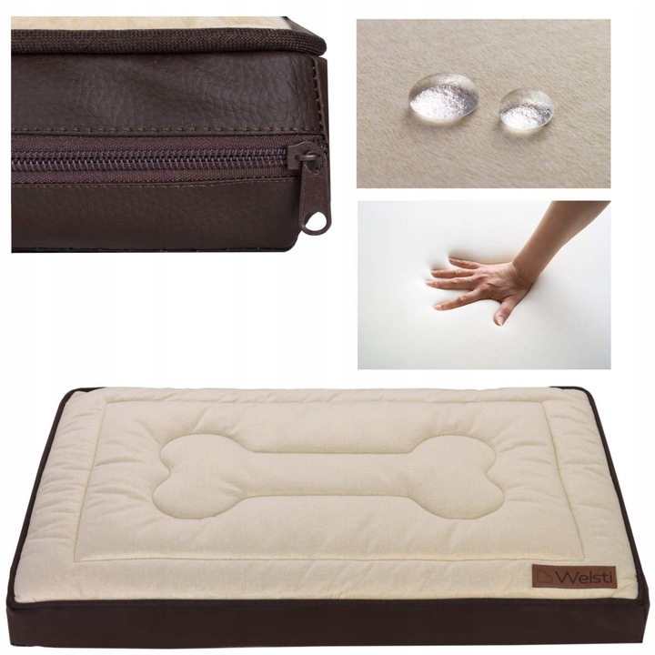 Pat ortopedic pentru caini saltea Welsti bej L 100x70 impermeabil