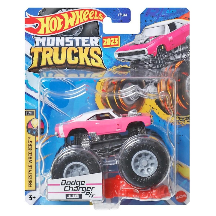 Masinuta, Monster Trucks, Hot Wheels, Dodge Charger R/T 440, metal
