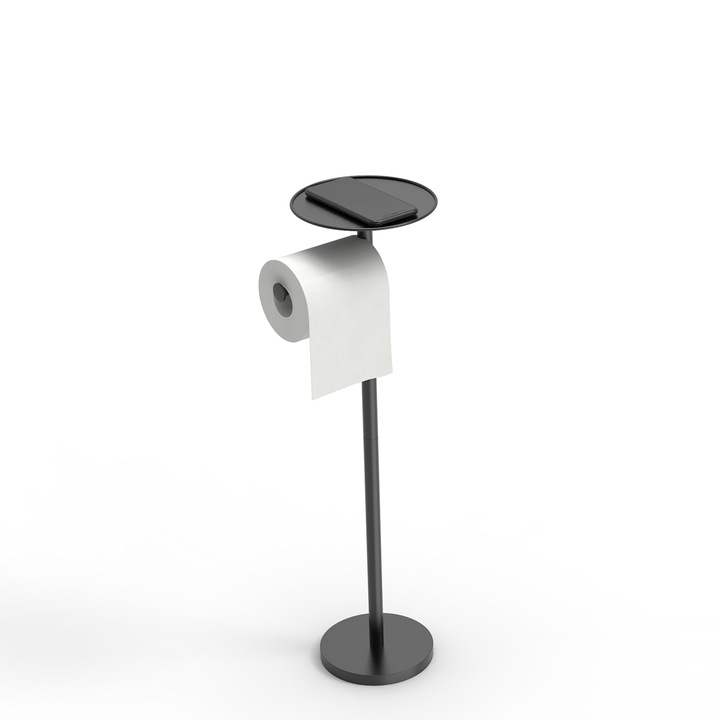 Suport de hartie igienica cu raft, Negru