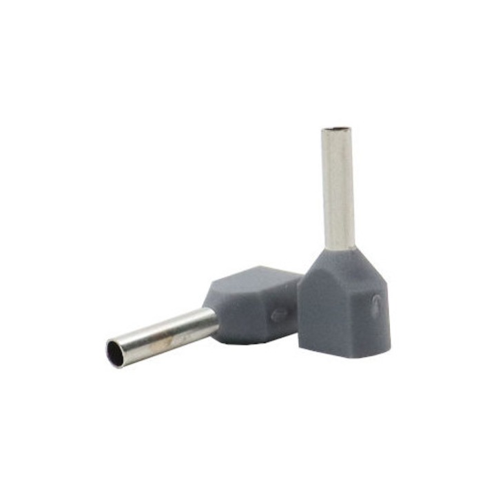 Set 100buc pini terminali izolati dubli, 2x0.75mmp, rosu, Mentavill