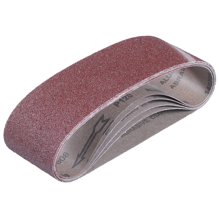 Set 6 benzi abrazive Einhell, 75 x 457 mm, potrivit pentru polizorul cu banda fara fir TP-BS 18/457 Li BL, granulatie: 2x P60, 2x P80, 2x P120