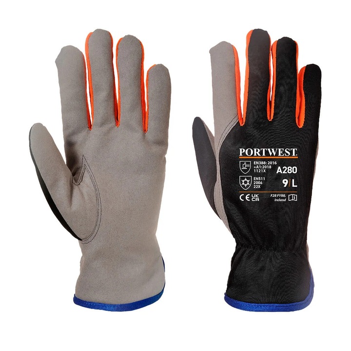 Wertes Wintershield sportkesztyű, fekete/narancssárga, M-es méret, polár béléssel