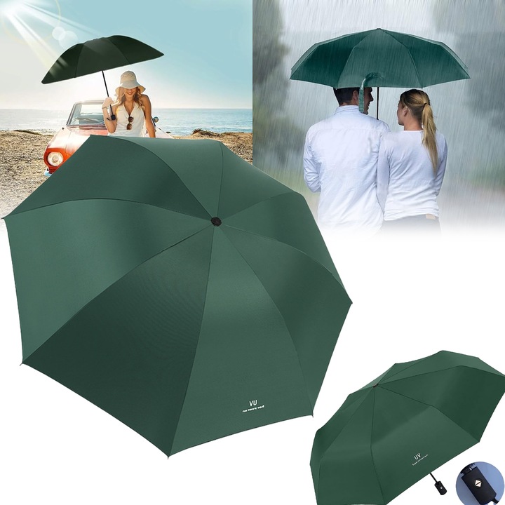 Чадър, сгъваем, ветроустойчив, водоустойчив, UV защита, зелен