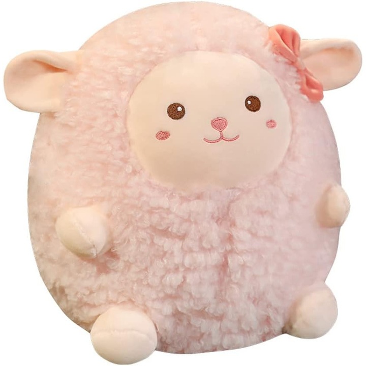 Perna jucarie de plus, oaie rotunda, roz, decorare camera copii