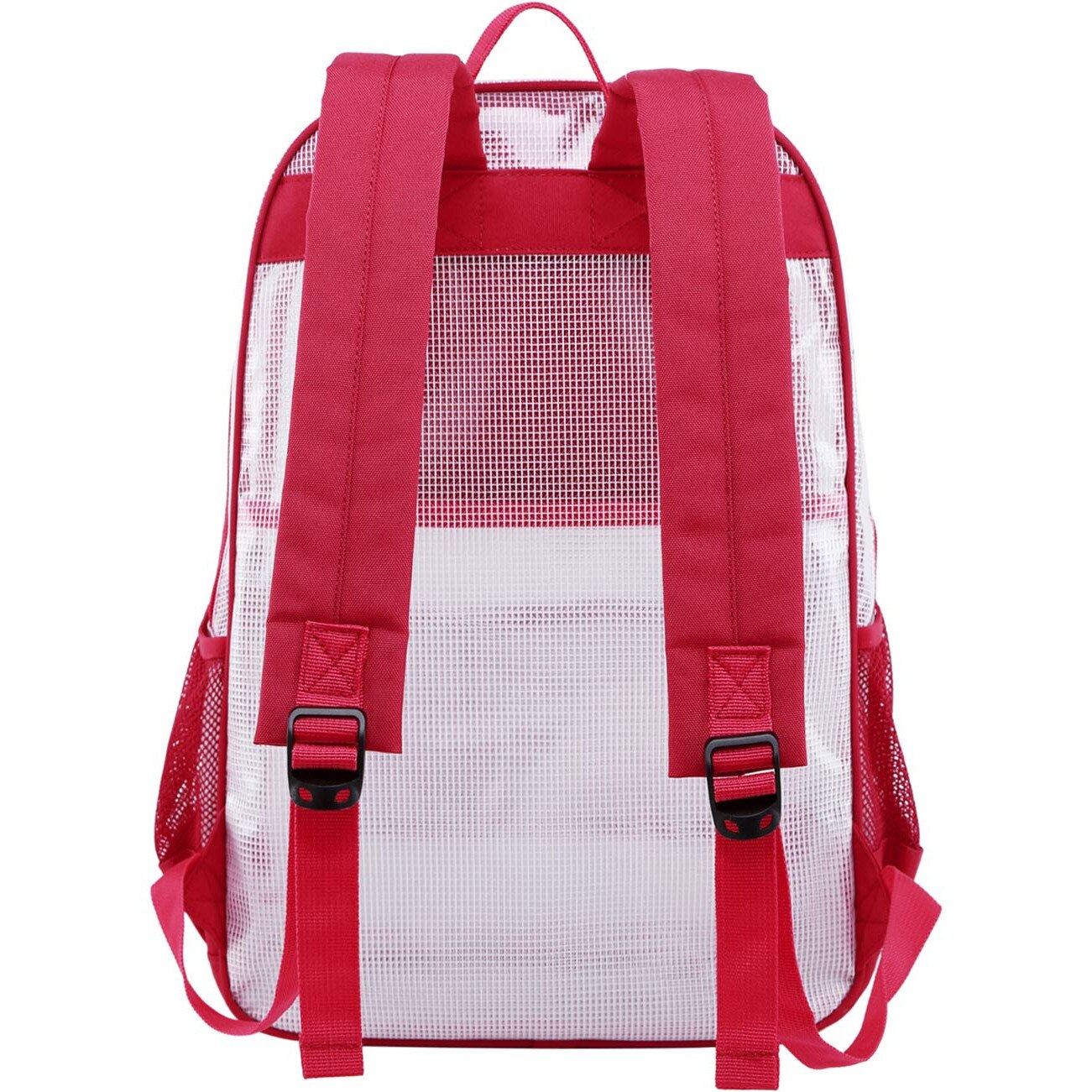 Rucsac scolar rezistent, semi transparent, rosu, 30x16x46 cm