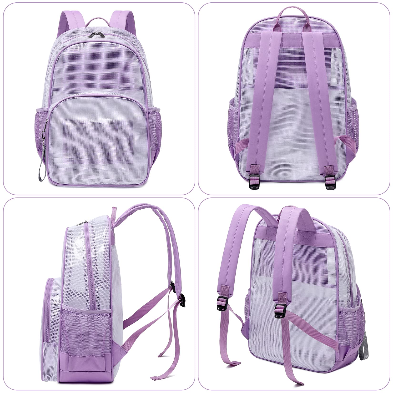Rucsac scolar rezistent, semi transparent, rosu, 30x16x46 cm