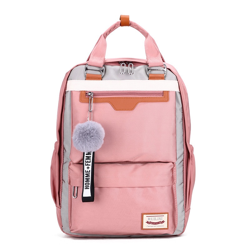 Rucsac laptop 14 inch, rezistent la apa, roz, 30x43x13cm