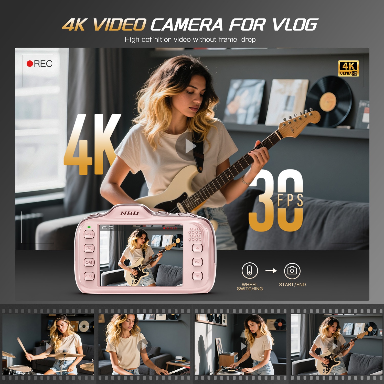 Aparat foto Digital NBD®, 4K, 64MP, Camera foto compacta de calatorie ...