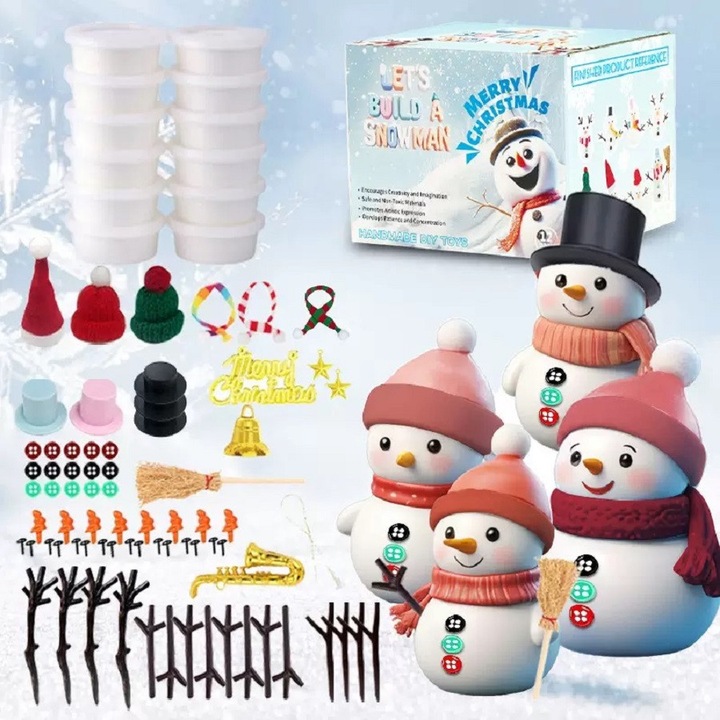 Set de 86 de copii de Craciun Crafts Snowman, modelare Clay Snowman DIY Set, cadou de decorare a petrecerii de vacanta pentru copii de iarna, carrlinechoo®