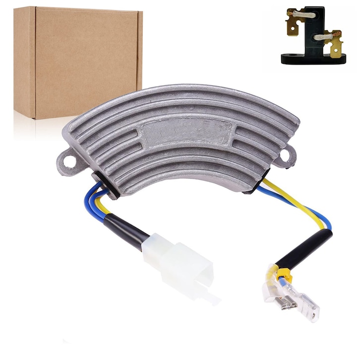 Regulator de tensiune pentru generator AVR 2~3KW 220V 220uF semicircular, FomoX, carcasa din aluminiu, mufa cu 2 fire si 4 pini, Controler generator curent
