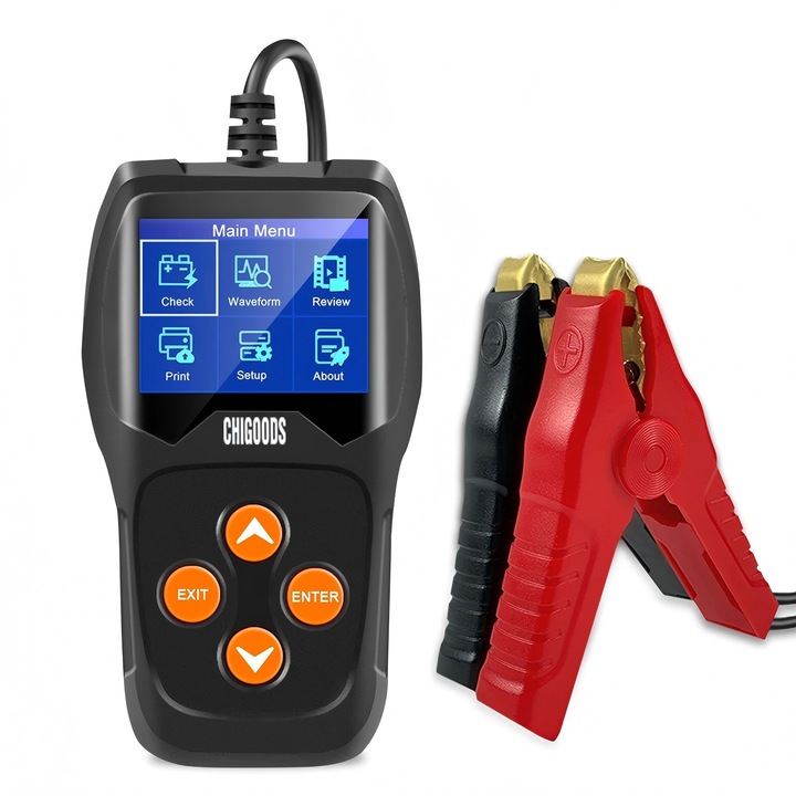 Tester de baterii auto, Chigoods, KW600, 100 pana la 2000CCA, 12V, Instrument de diagnosticare auto pentru defectiuni ale bateriei, test de incarcare - pornire