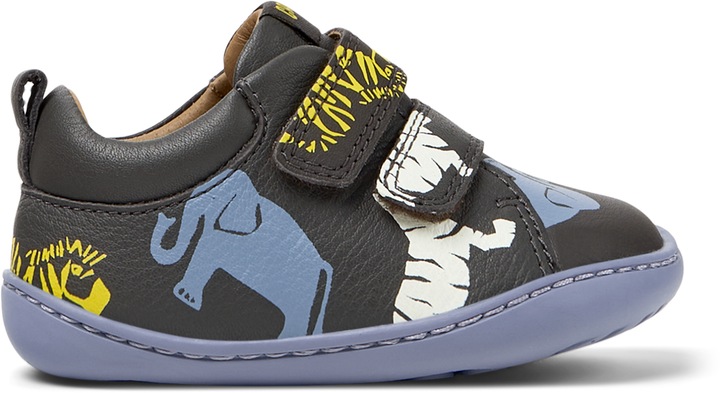 Camper, Pantofi din piele cu inchidere velcro Peu Cami, Gri/Albastru