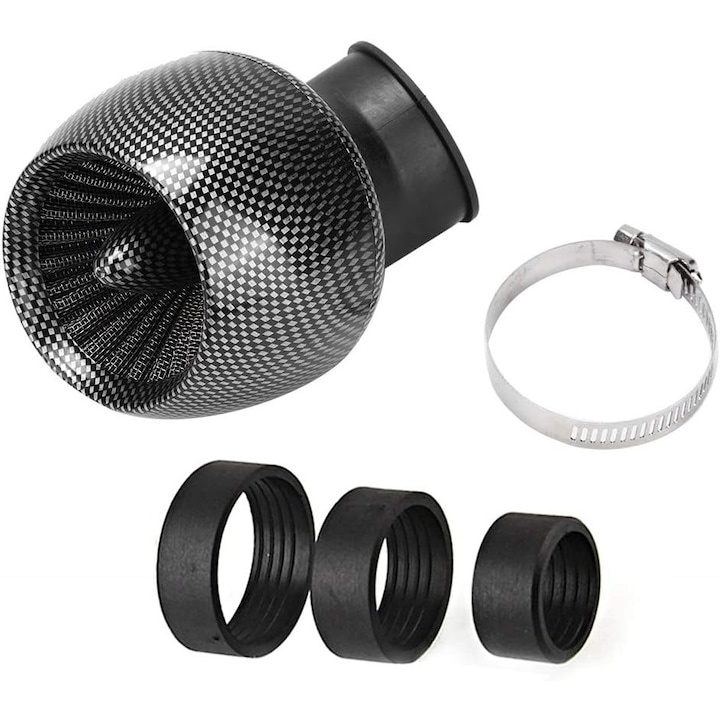 Univerzális karbon légszűrő 28/35/42/48mm • 3 réteg olajozott habszivacs • Kompatibilis Jazz/Monkey/Super Cub • Ragasztásmentes összeszerelés • Tuning alkatrészek Moto Cross/Robogó, Tartozékok