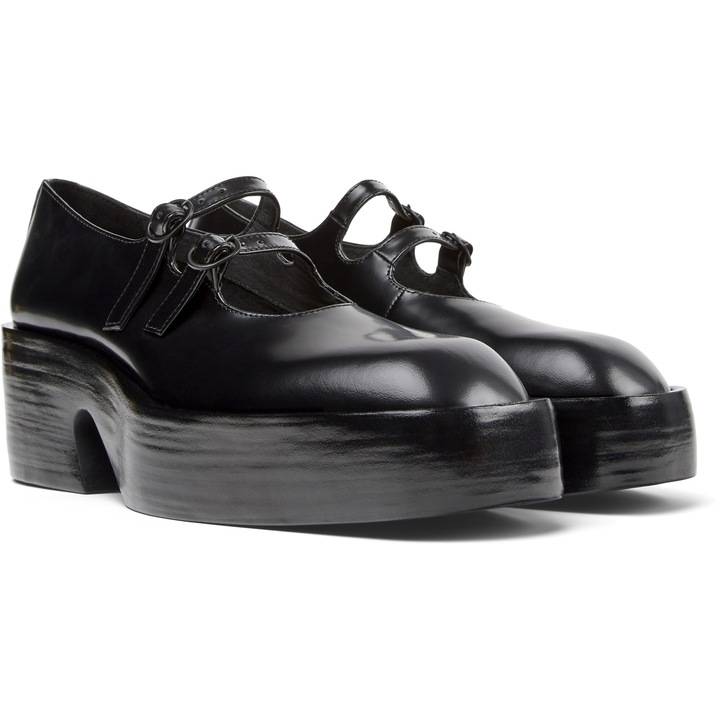 Camper, Pantofi Mary Jane din piele cu toc masiv Billie, Negru, 37