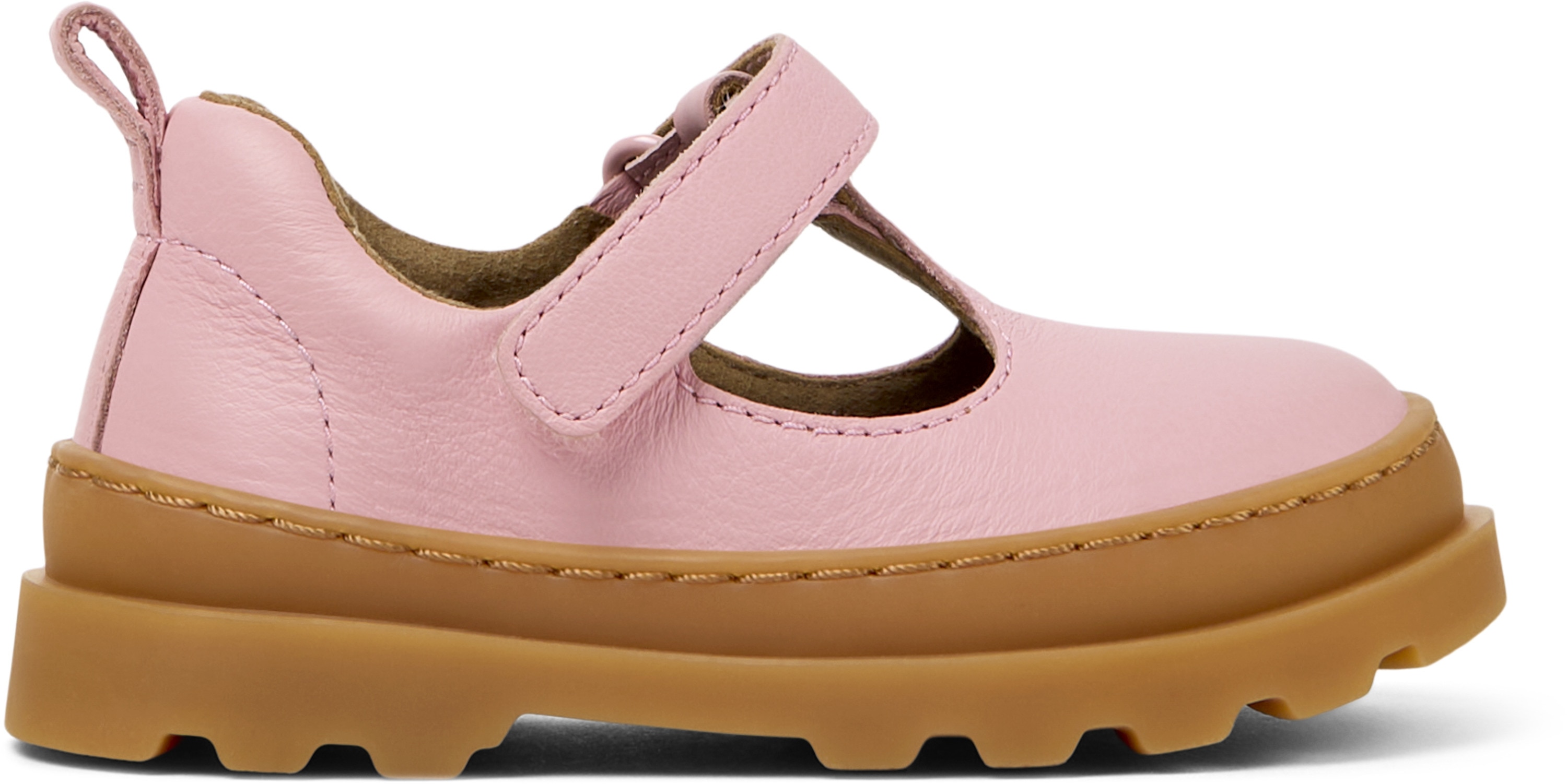 Camper, Pantofi de piele cu bareta in T Brutus, Roz pastel, 21 EU