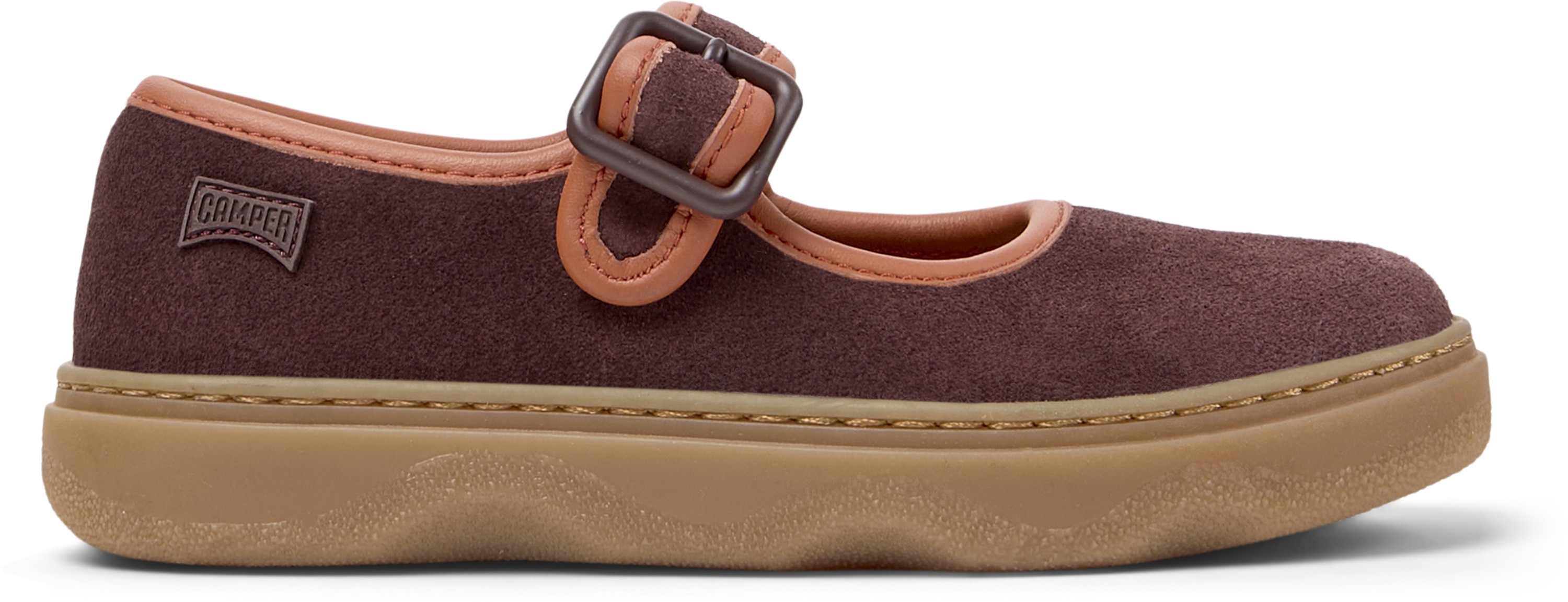 Camper, Balerini Mary Jane de piele intoarsa Kiddo, Visiniu, 28 EU